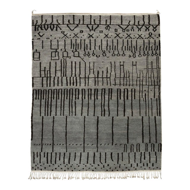 2020s Grey and Black Moroccan Area Rug - 10'3 X 8'2 For Sale