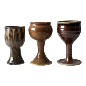 Vintage Studio Pottery Chalice Set of 3