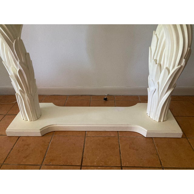 White Serge Roche Double Palm Blanc Console With Thick Glass Top For Sale - Image 8 of 9