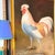 2000 - 2009 Vintage Rooster Portrait Oil Transfer Painting in Embossed Ebonized Gold Gallery Frame - Signed For Sale - Image 5 of 6