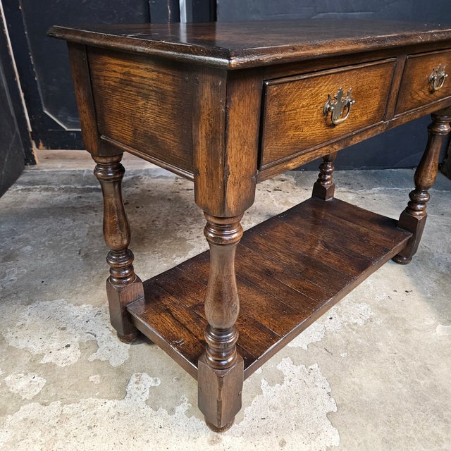 Late 20th Century English Oak Bespoke Console Table With 2 Drawers For Sale - Image 11 of 14