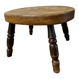 Antique English Oak Milking Stool For Sale