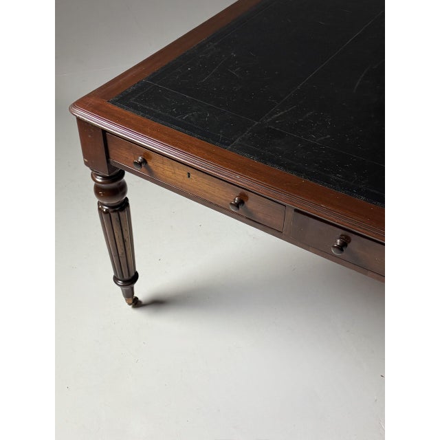 English Writing Desk in Mahogany and Black Leather, 1890s For Sale - Image 15 of 18
