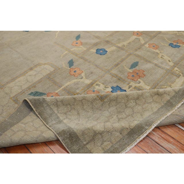 Textile Early 20th Century Zabihi Collection Tranquil Gray Chinese Floral Rug - 6'2" x 9'6" For Sale - Image 7 of 11