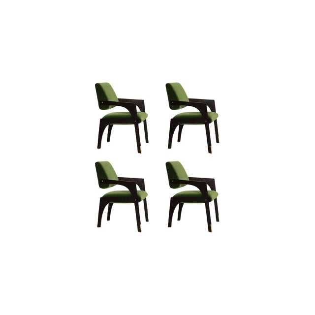 Arches Dining Chairs in Green Cotton Velvet from InsidherLand, Set of 4 For Sale - Image 6 of 6