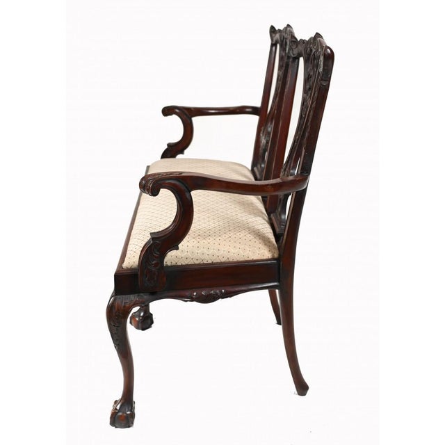 Gold Chippendale Style Double Seat Bench in Mahogany For Sale - Image 8 of 11