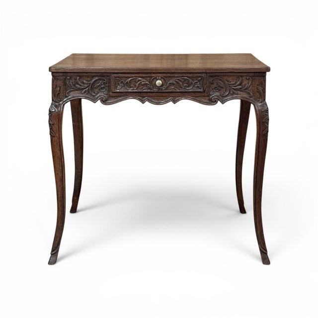 French 18th Century Liégeois Louis XV Hand Carved Oak End Table For Sale - Image 3 of 18