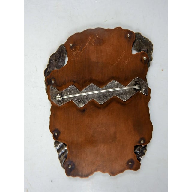 Abstract Vintage 1991 Large Sculptural Sterling Copper Artist Studio Brooch For Sale - Image 3 of 6