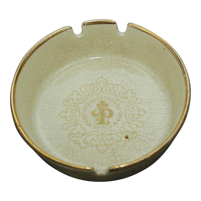 Collectible White Porcelain Ashtray Hotel Intercontinental Paris France 1950's For Sale