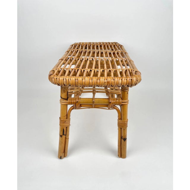 Bamboo & Rattan French Riviera Coffee Table, Italy, 1960s For Sale - Image 10 of 12