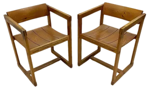 Set of Pine Dining Armchairs attributed to Edvin Helseth for Stange Bruk, Norway, 1960s