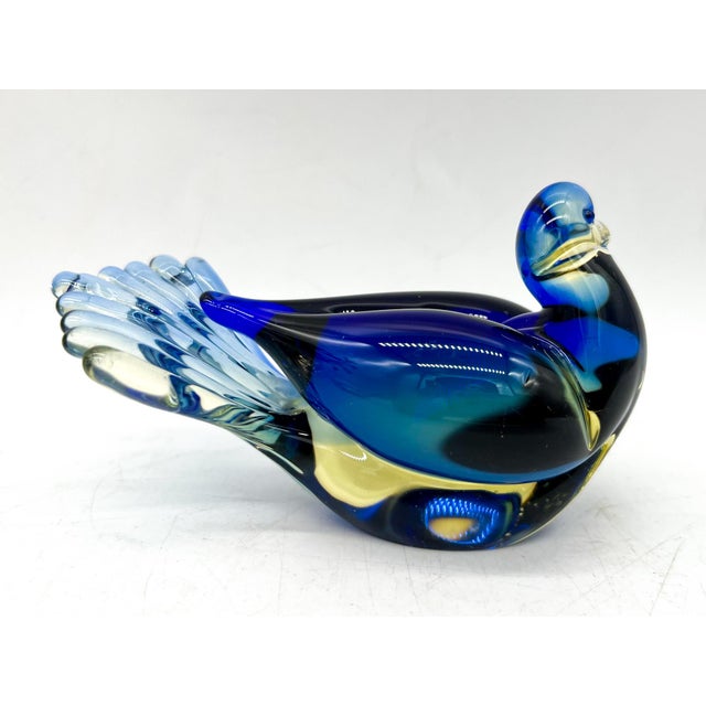 20th Century Somerso Murano Glass Bird- Blue and Yellow For Sale In Houston - Image 6 of 10