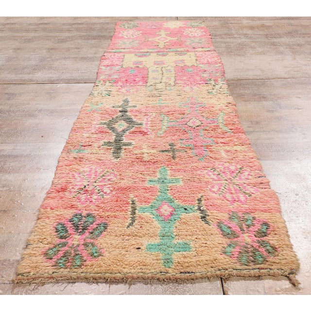 Vintage Boujad Moroccan Rug, 02'06 X 11'10 For Sale - Image 9 of 10