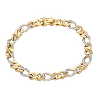 Men's 18k Yellow Gold 0.36ct Pave Diamond Contemporary Bracelet For Sale