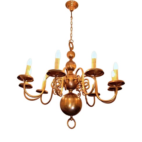 Large Dutch Nine-Armed Chandelier For Sale
