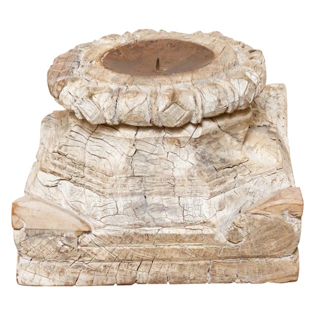 Ember Antique Indo-French Pillar Candle Holder For Sale