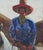 Blue Fred Darge Blue, Red, and Brown Abstract Impressionist Painting of a Cowboy on a Horse, Mid-20th Century For Sale - Image 8 of 10