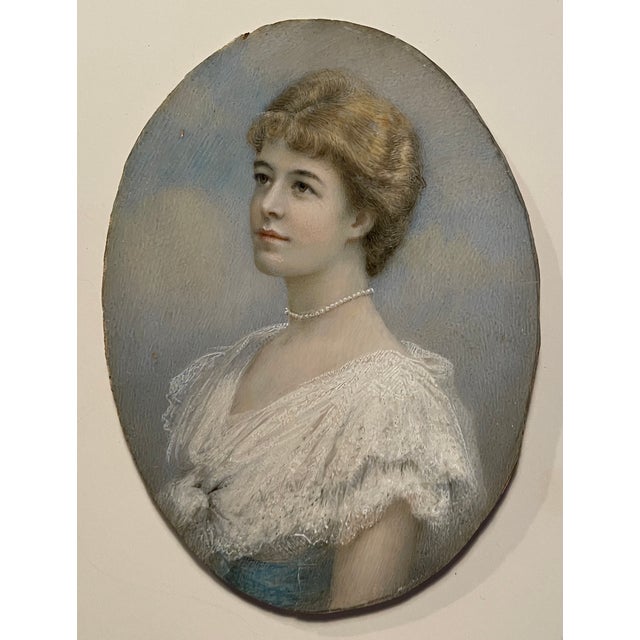 1903 portrait miniature of a lady by British Herbert Sidney Percy (1863-1903). Inscribed on the back of the miniature...