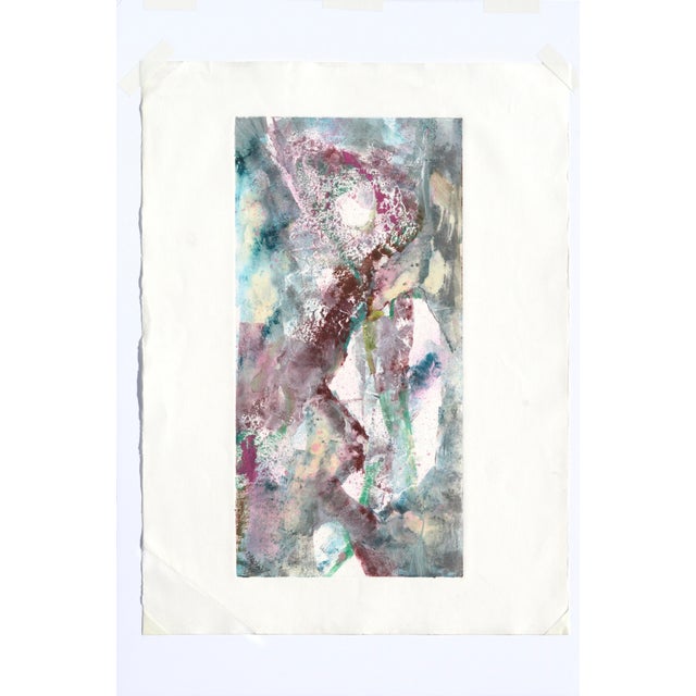 Abstract Expressionism 1990s Magenta and Teal Abstracted Figurative Textured Monoprint by David Stephens For Sale - Image 3 of 9