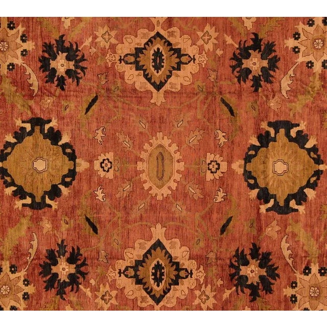 Shabby Chic 1980s Rustic Southwestern Kafkaz Peshawar Rebbecca Rose/Tan Wool Rug - 12'2 X 16'3 For Sale - Image 3 of 7