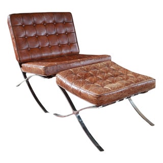 Set of Halo Armchair and Ottoman in Leather by Timothy Oulton, 2010s For Sale