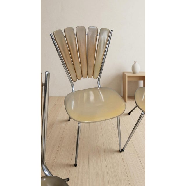 Vintage Fan-Back Dining Chairs with Beige Leatherette Upholstery, 1960s, Set of 6 For Sale - Image 12 of 18