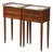 Pair of Vintage French Louis XVI Marble Top Mahogany Two-Drawer Nightstands For Sale