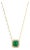Asscher Cut Emerald Diamond Halo Necklace With 18.5 Inch 14k Gold Chain For Sale