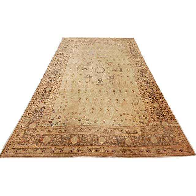 Late 19th Century Antique Tabriz Carpet, Hadji Jalili Persian Rug, Earth Tones, Ivory, Terracotta For Sale - Image 5 of 18