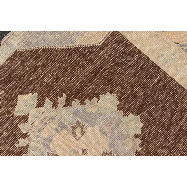 Vintage Turkish Oushak Runner With Floral Medallions in Brown, Gray, Taupe For Sale - Image 13 of 13