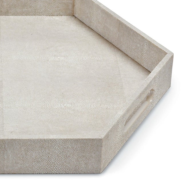 Traditional Regina Andrew Shagreen Hex Tray in Ivory Grey For Sale - Image 3 of 5