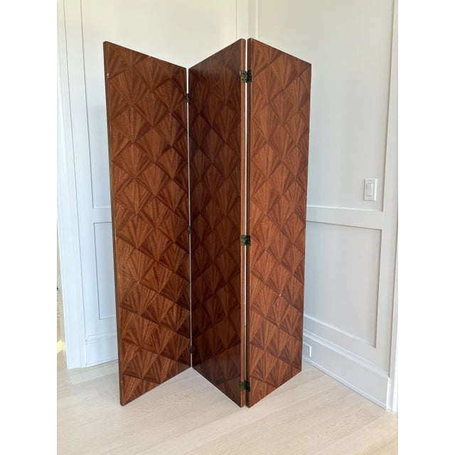1970s Marquetry Wood Room Divider Screen, Jean Michel Frank For Sale In New York - Image 6 of 9