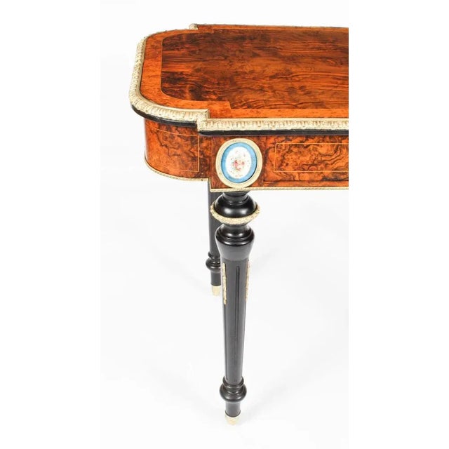 Antique French Burr Walnut Sevres & Ormolu Mounted Writing Table Desk, 19th Century For Sale - Image 10 of 18