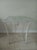 1970s 1970s Metal Dining Patio Set Square Table Glass Top White Chairs on Wheels Set of 3 For Sale - Image 5 of 7
