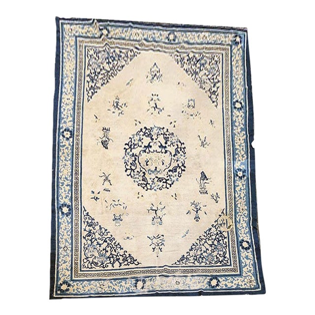 Antique Collectible Ningxia Chinese Rug Circa 1840 For Sale