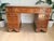 Antique Style Vintage Pedestal Desk with Green Leather Top - In Exceptional Condition - Cleaned and Waxed - 1980's...