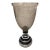 Vintage Smoked Glass Hurricane Candle Holder With Black & White Bone Inlay Base For Sale