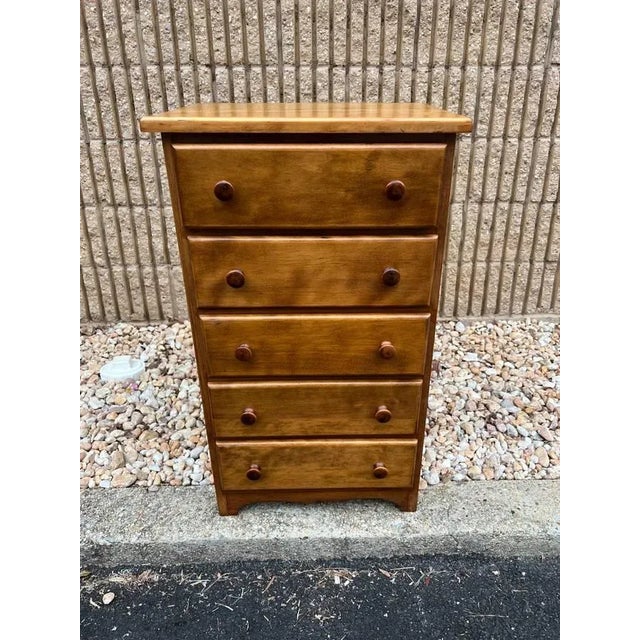 Pair of Vintage Early American Primitive Style Solid Tiger Maple Nightstands Small Chests For Sale - Image 4 of 12
