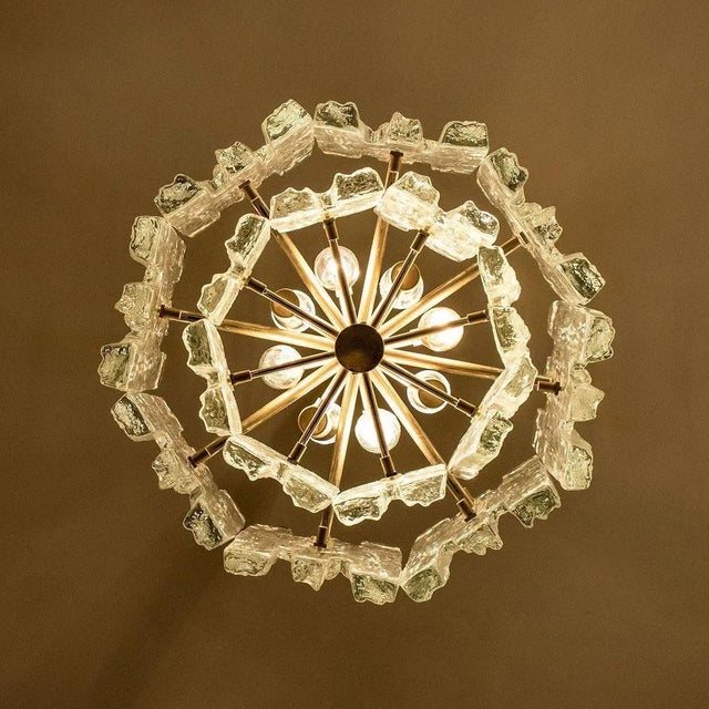 Large 3-Tier Chrome Ice Glass Chandeliers by J.t. Kalmar, Set of 2 For Sale - Image 10 of 18