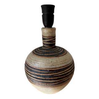 Handmade Striped Relief Table Lamp by Tue Poulsen, Denmark, 1970s For Sale
