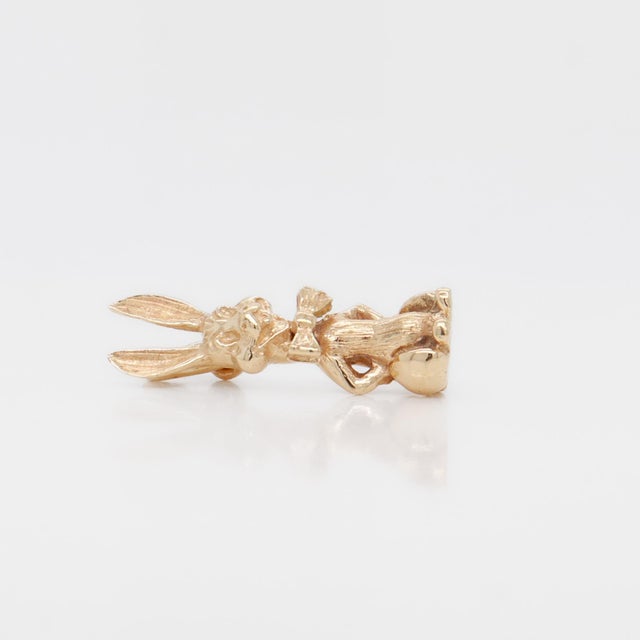 Vintage 10k Gold Buggy's Bunny or Harvey the Rabbit With Bowtie Charm For Sale - Image 10 of 13