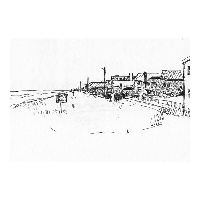 1970s Hayward Cirker Beach Town Drawing For Sale