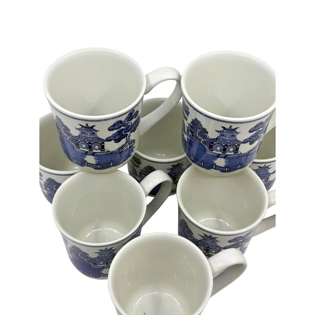 Johnson's Brothers Blue Willow Chinoiserie Mugs Made in England -Set of 8 For Sale In New York - Image 6 of 12