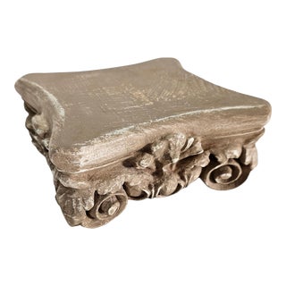 Ornate Square Tabletop Pedestal Lamp Riser /Vase Stand For Sale