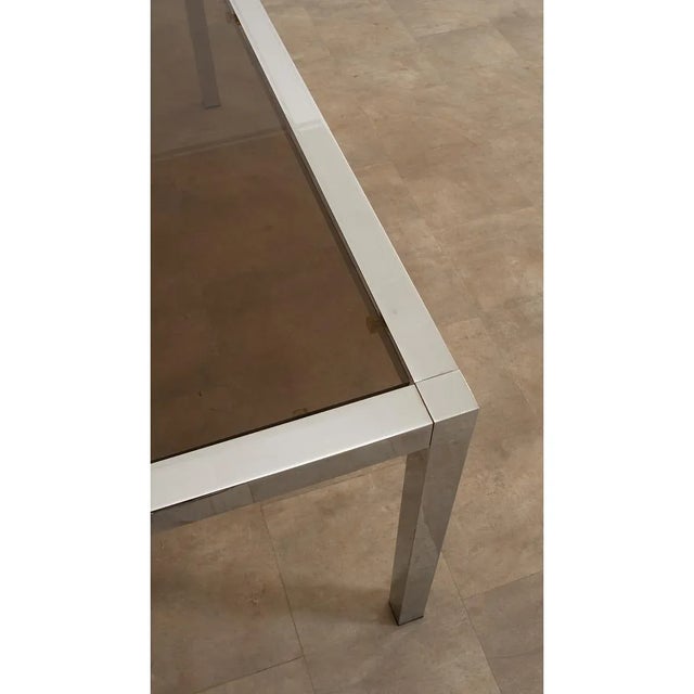 Mid-Century Glass & Chrome Dining Table in the Manner of Baughman For Sale - Image 9 of 13