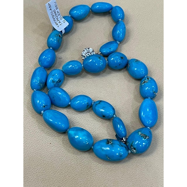 340 Carat Natural Sleeping Beauty Turquoise Necklace Single-Strand 14 Karat Gold For Sale - Image 14 of 18
