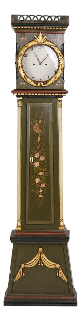 Antique Bornholm Clock with Hand Painted Decoration, 1840s
