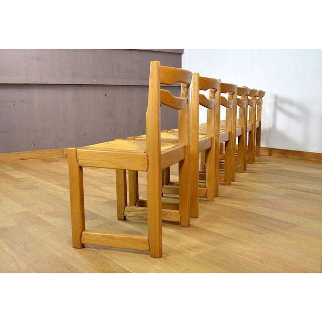 Vintage Elm Chairs from Maison Regain, 1980, Set of 6 For Sale - Image 4 of 9