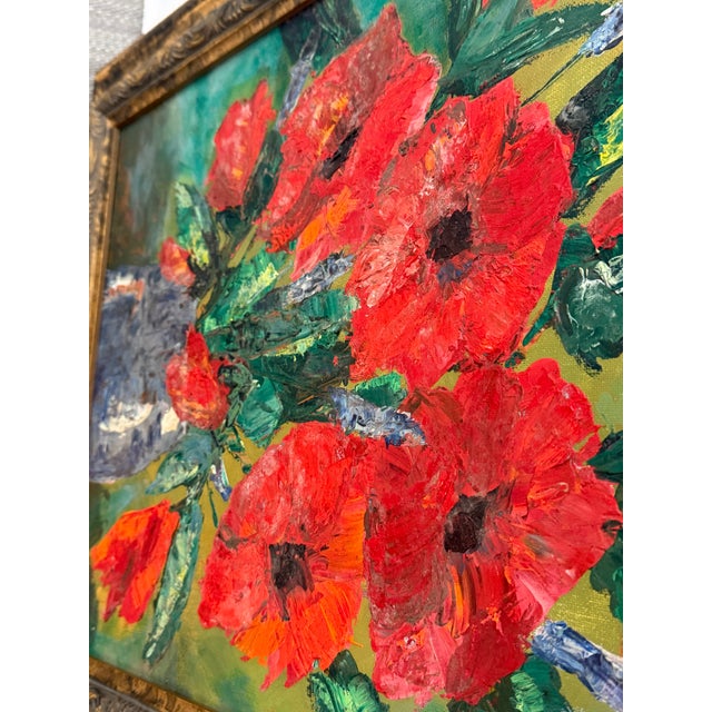 Boulet Red Flower Still Life Painting, Signed For Sale In San Francisco - Image 6 of 12
