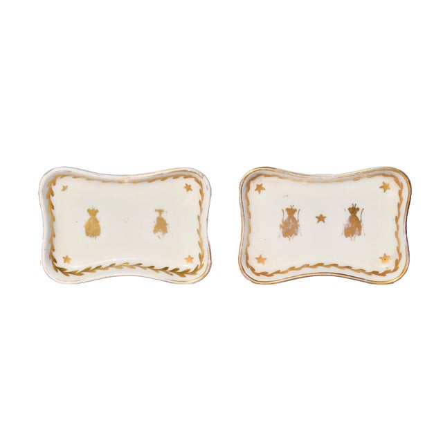 French French Pair of Napoleon Bee Porcelain Trinket Dishes For Sale - Image 3 of 5